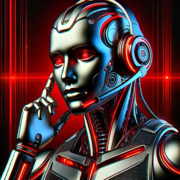 “Asistente virtual con inteligencia artificial atendiendo una llamada telefónica, automatización de atención al cliente.”